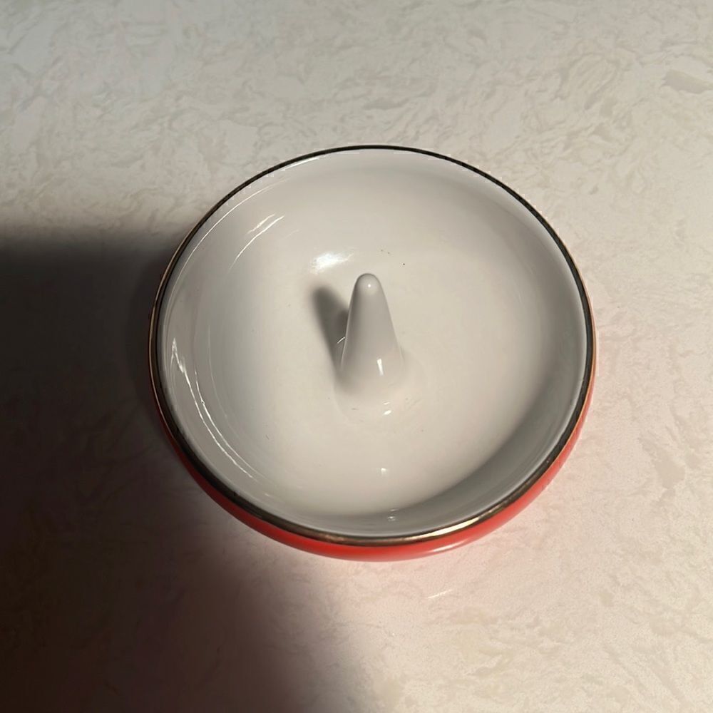 Kate Spade coral ring it up ring holder round tray New